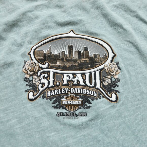 Harley Davidson Women's Teal Blue Slashed Tank Large New - Picture 7 of 7